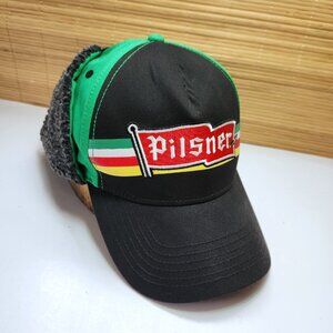 Molson Pilsner Baseball Hat with Earflaps Faux Fur Snapback Vintage 2005